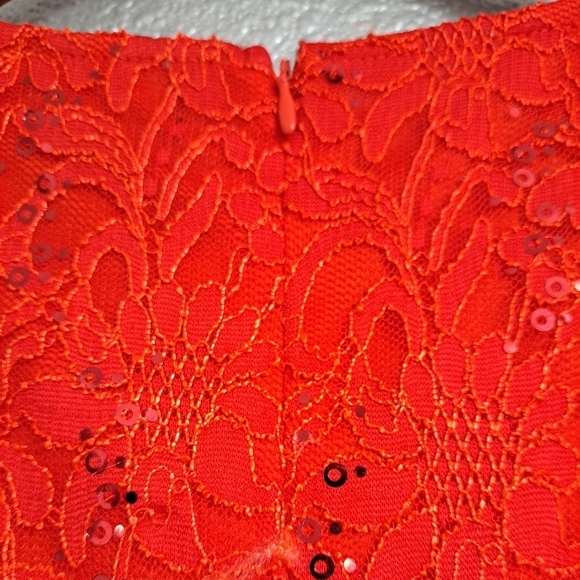 NWT Candalite Petite Cherry Red Lace & Sequin Formal Gown - Picture 9 of 12